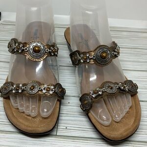 Minnetonka Boca Leather Slide Sandals Size 6